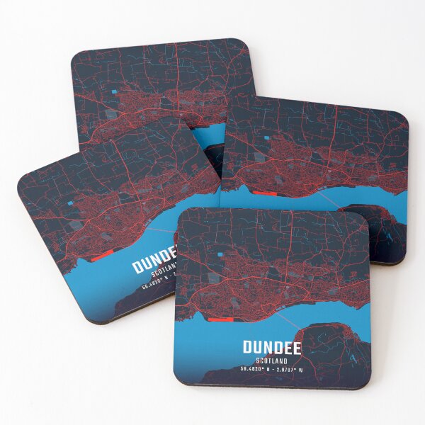 Item preview, Dundee Red & Blue Minimalist Map designed and sold by HomeLivingCo.