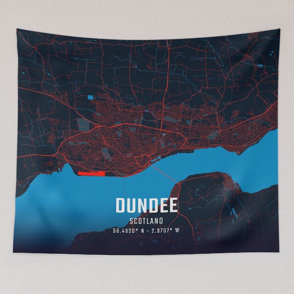 Item preview, Dundee Red & Blue Minimalist Map designed and sold by HomeLivingCo.