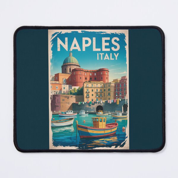 Item preview, Naples Bay Italy Illustration Travel Art Vintage designed and sold by KrisSidDesigns.