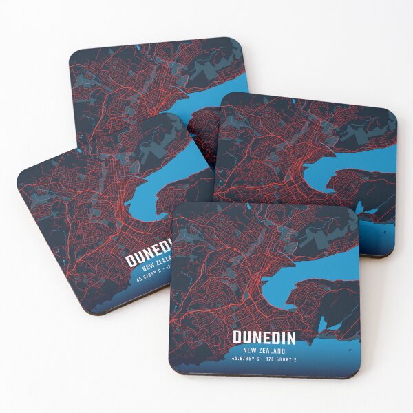 Item preview, Dunedin Red & Blue Minimalist Map designed and sold by HomeLivingCo.