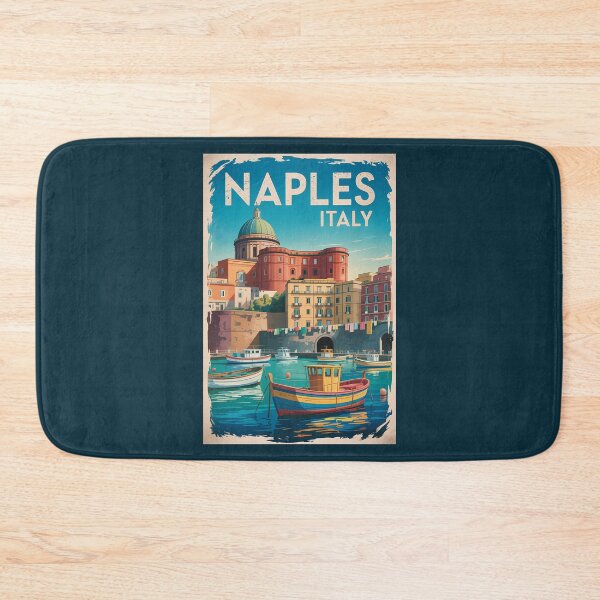 Artikelvorschau, Neapel Bucht Italien Illustration Reisekunst Vintage entworfen und verkauft von KrisSidDesigns.