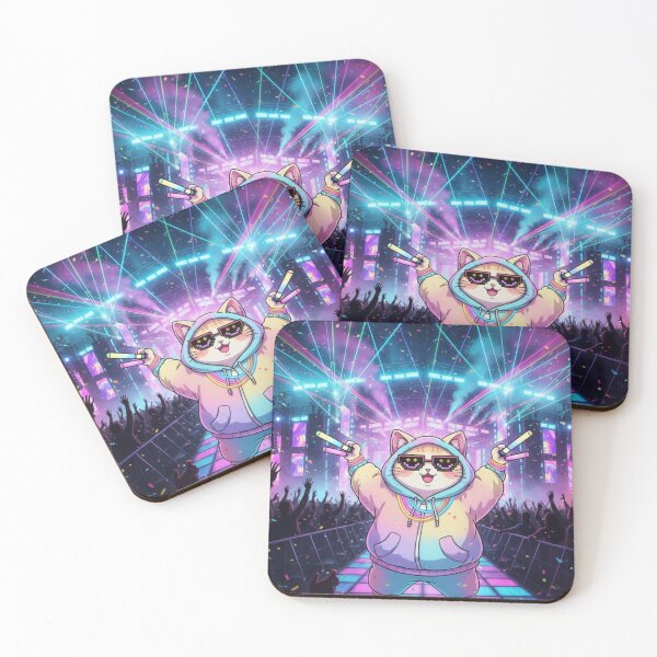 Item preview, Rave Party Cat EDM Festival Glow Design designed and sold by Neko-Doodle-co.