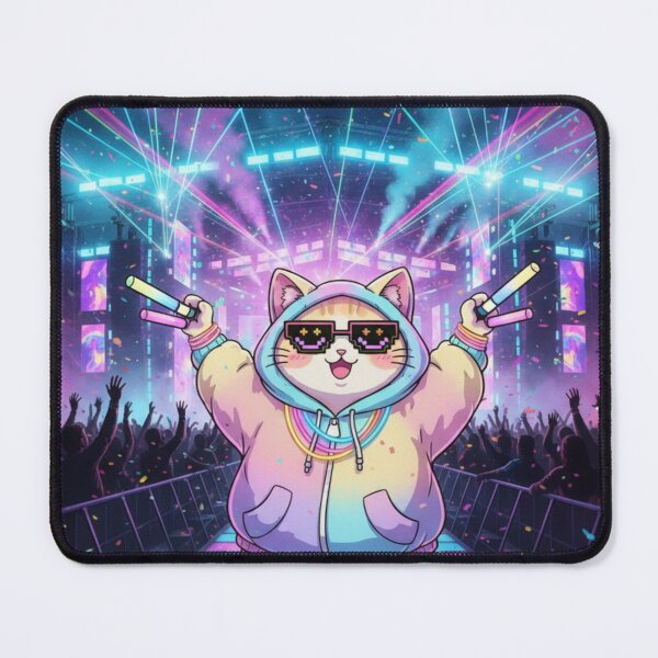 Item preview, Rave Party Cat EDM Festival Glow Design designed and sold by Neko-Doodle-co.