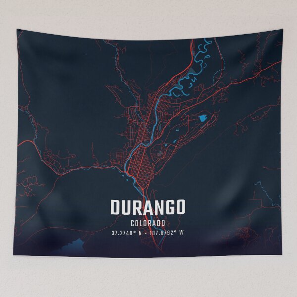 Item preview, Durango Red & Blue Minimalist Map designed and sold by HomeLivingCo.