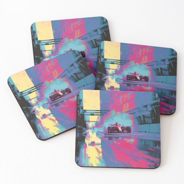 Item preview, Psychedelic twist on a Formula 1 scene with bold colours and abstract shapes Art Inspired By Nature And The Active Outdoors designed and sold by CDC40.