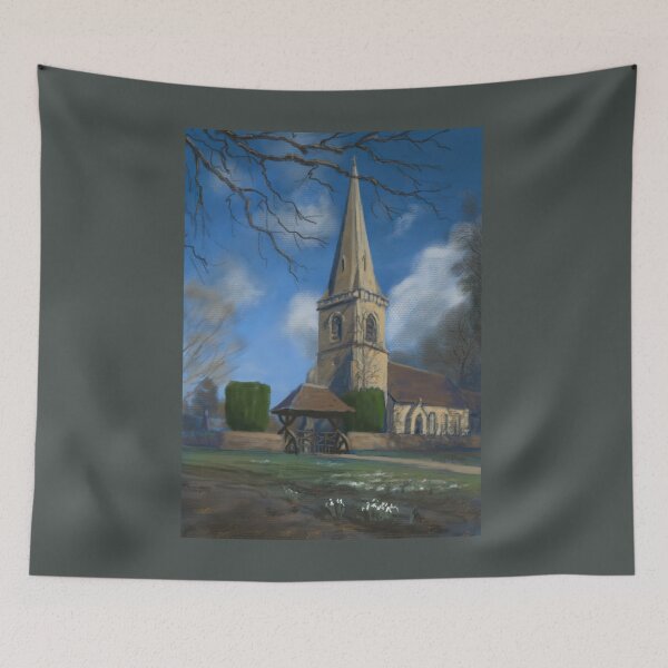 Item preview, Lower Slaughter, Cotswolds, St.Mary's Church, digital pastel painting designed and sold by Lycanth.