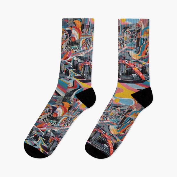 Item preview, Psychedelic twist on a Formula 1 scene with bold colours and abstract shapes Art Inspired By Nature And The Active Outdoors designed and sold by CDC40.