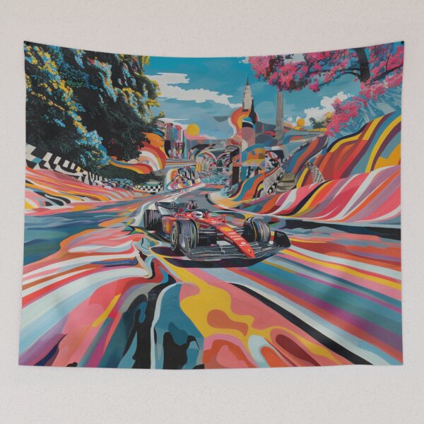 Item preview, Psychedelic twist on a Formula 1 scene with bold colours and abstract shapes Art Inspired By Nature And The Active Outdoors designed and sold by CDC40.
