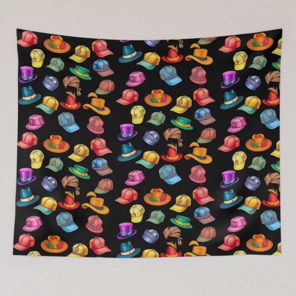 Item preview, Colorful Hats Pattern – Funky Caps, Fancy Hats & Fun Headwear Design - BLACK designed and sold by PAPIRO SIGLO XXI.