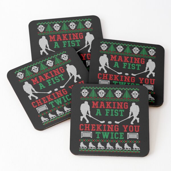 Item preview, Making A Fist Checking You Twice Hockey Sport Ugly Christmas 	 		 designed and sold by ivanofrazzano.