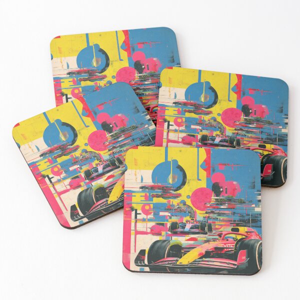 Item preview, Psychedelic twist on a Formula 1 scene with bold colours and abstract shapes Art Inspired By Nature And The Active Outdoors designed and sold by CDC40.