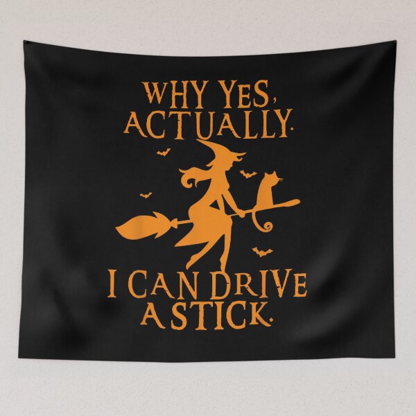Item preview, Why Yes Actually I Can Drive a Stick Halloween Witch &amp; Cat 		 designed and sold by gaminnanitod.