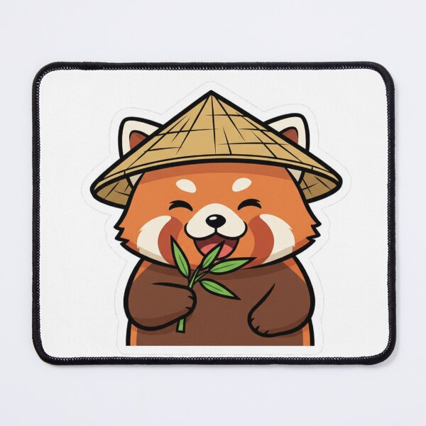 Item preview, Kawaii Red Panda with Bamboo Hat - Happy Bamboo Muncher designed and sold by CoolOutlooks.