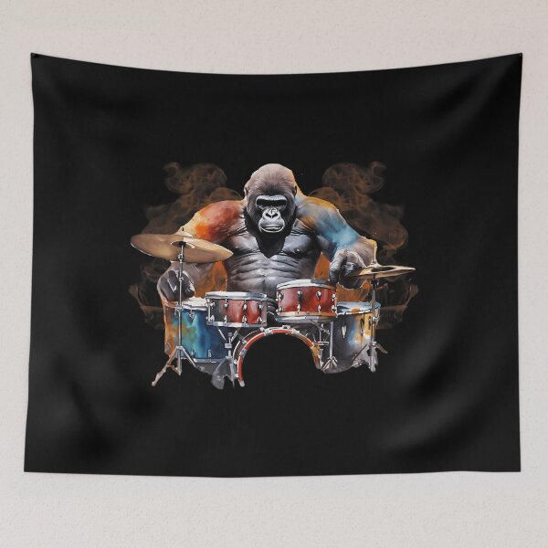 Item preview, Gorilla Drumming Gorilla Playing Drums Drummer 		 designed and sold by massaptaraar.