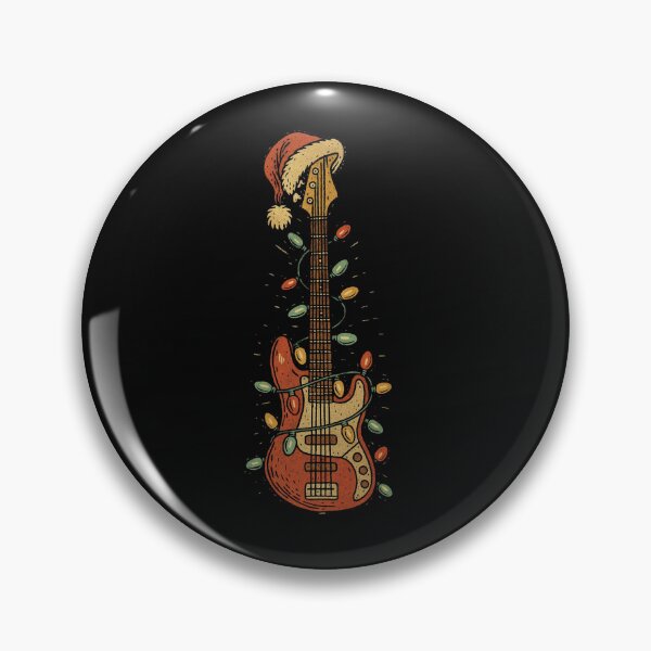 Artikelvorschau, Vintage Christmas Guitar With Santa Hat And Festive Lights entworfen und verkauft von Pirascano.