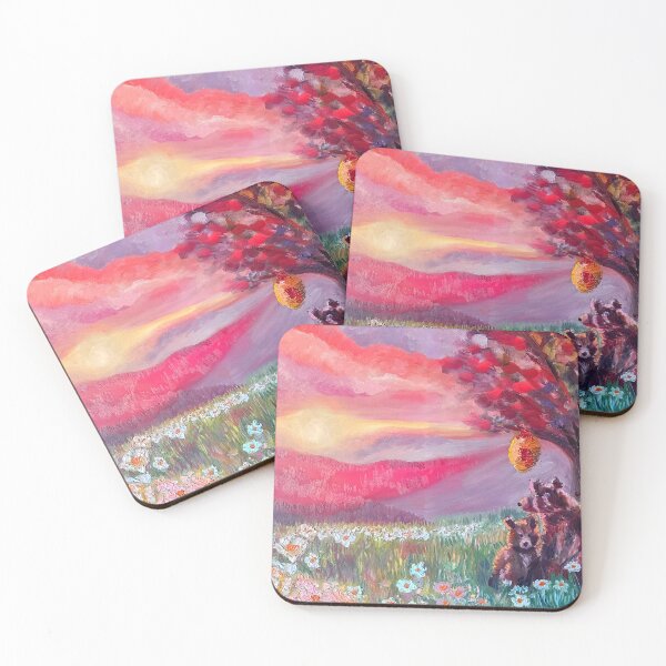 Item preview, Panoramic Sunset Field of Daisies, Mama and Baby Bear - Oil Painting Impressionist designed and sold by larrypnts.