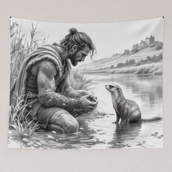 Item preview, Celt and his pet ferret designed and sold by jefboutique6150.