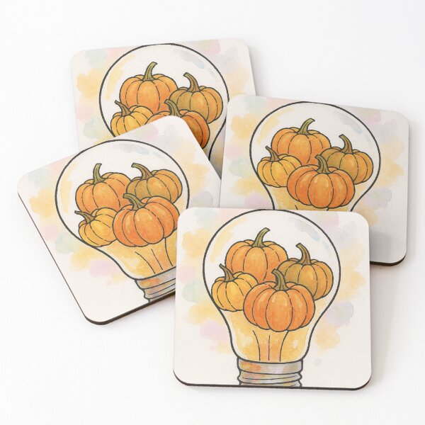 Item preview, Pumpkin Lightbulb – Watercolor Autumn Art designed and sold by KikaDP.