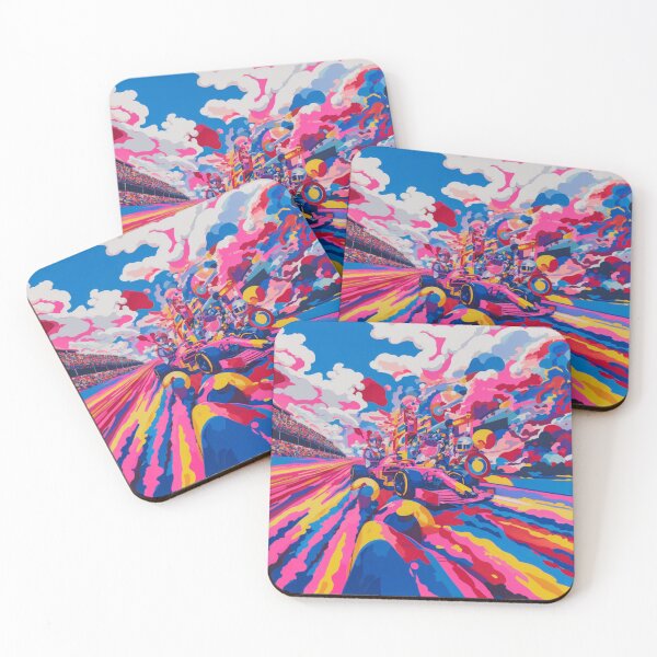 Item preview, Psychedelic twist on a Formula 1 scene with bold colours and abstract shapes Art Inspired By Nature And The Active Outdoors designed and sold by CDC40.