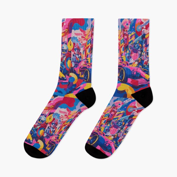 Item preview, Psychedelic twist on a Formula 1 scene with bold colours and abstract shapes Art Inspired By Nature And The Active Outdoors designed and sold by CDC40.
