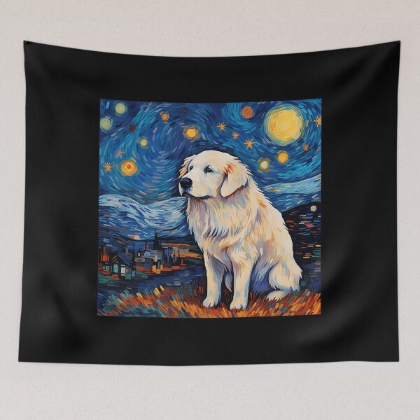 Item preview, Surreal Starry Night Great Pyrenees Dog 		 designed and sold by boatensojo.