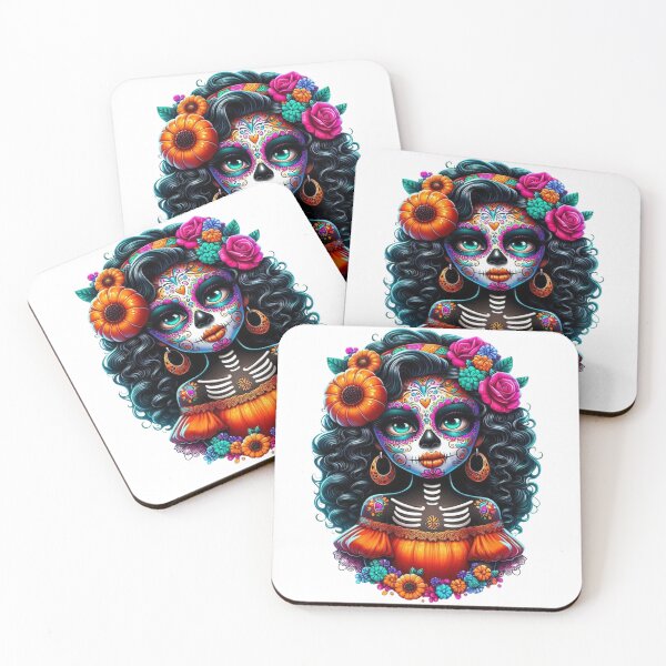Item preview, Halloween Sugar Skull Black Girl Portrait designed and sold by Lulunza.