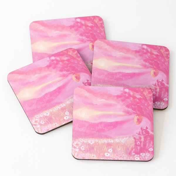 Item preview, Pink Panoramic Sunset Field of Daisies, Mama and Baby Bear - Oil Painting Impressionist designed and sold by larrypnts.