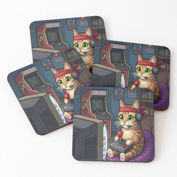 Item preview, Retro Gamer Cat 8-Bit Pixel Arcade Design designed and sold by Neko-Doodle-co.