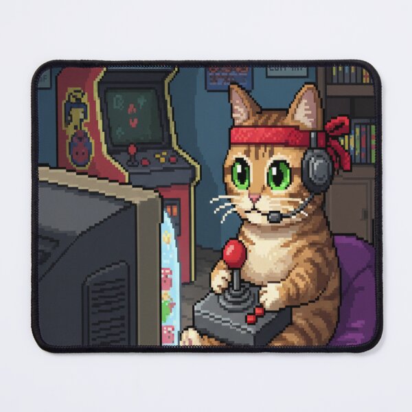 Item preview, Retro Gamer Cat 8-Bit Pixel Arcade Design designed and sold by Neko-Doodle-co.