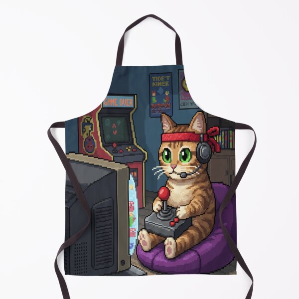 Item preview, Retro Gamer Cat 8-Bit Pixel Arcade Design designed and sold by Neko-Doodle-co.