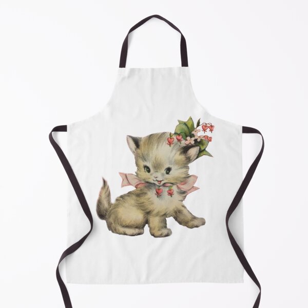 Item preview, Vintage cat with bow and bleeding heart flowers designed and sold by Pixiedrop.