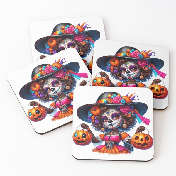 Item preview, Afro Hair Sugar Skull Black Woman Halloween Art designed and sold by Lulunza.