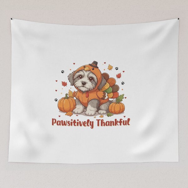 Item preview, Pawsitively Thankful Polish Lowland Sheepdog Thanksgiving Cute Fall designed and sold by The Real Life Symphony.