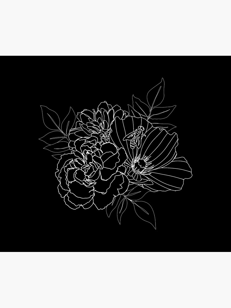 Disover Black Floral Arrangment Tapestry