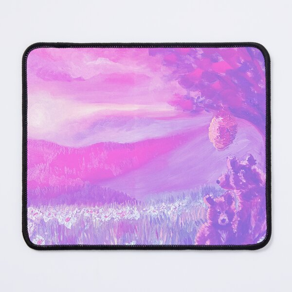 Item preview, Purple Panoramic Sunset Field of Daisies, Mama and Baby Bear - Oil Painting Impressionist designed and sold by larrypnts.