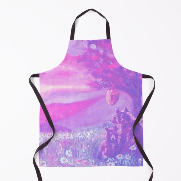 Item preview, Purple Panoramic Sunset Field of Daisies, Mama and Baby Bear - Oil Painting Impressionist designed and sold by larrypnts.