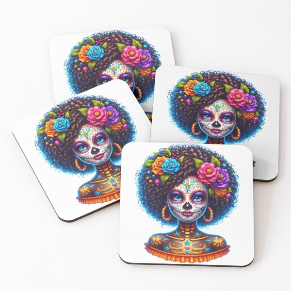 Item preview, Vibrant Sugar Skull Black Girl Halloween Design designed and sold by Lulunza.