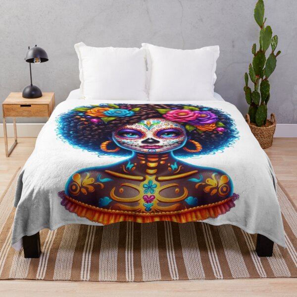 Item preview, Vibrant Sugar Skull Black Girl Halloween Design designed and sold by Lulunza.