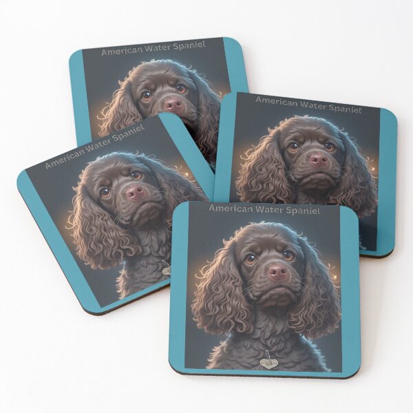 Item preview, American Water Spaniel Dog with Brown Curly Coat and Cute Expression designed and sold by KJ-Books.