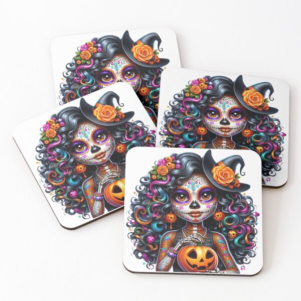Item preview, Spooky Cute Black Girl Sugar Skull Artwork designed and sold by Lulunza.