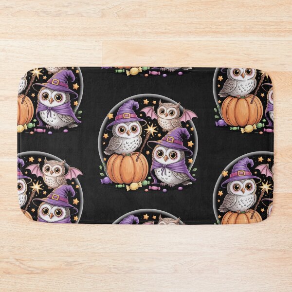 Item preview, Magical Halloween Owls with Pumpkin and Stars designed and sold by Nimkaew.
