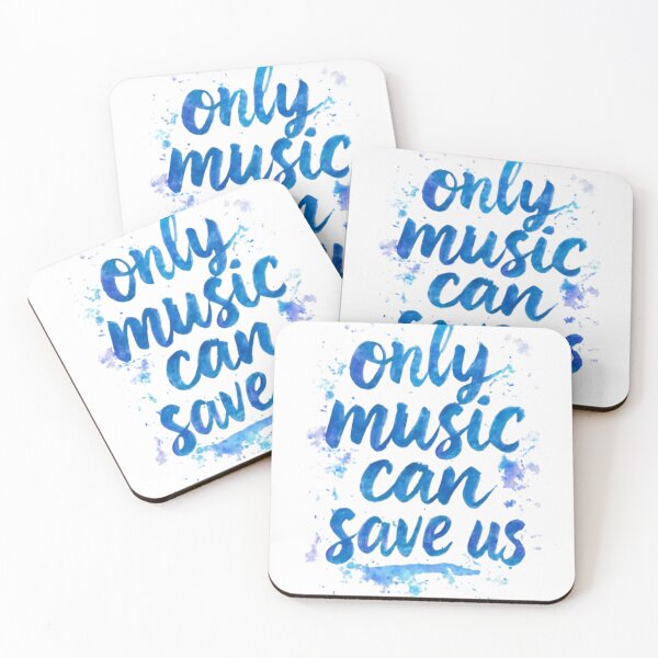 Item preview, Only Music Can Save Us – Blue Splash Quote Typography Art designed and sold by creativerooney.