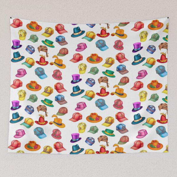 Item preview, Colorful Hats Pattern – Funky Caps, Fancy Hats & Fun Headwear Design - WHITE designed and sold by PAPIRO SIGLO XXI.
