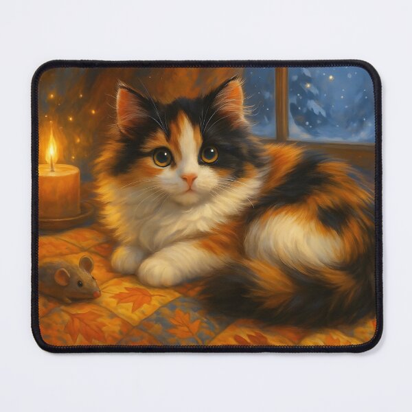 Item preview, Calico Kitten Cozy Autumn Snows designed and sold by BreezyDawnDesigns.