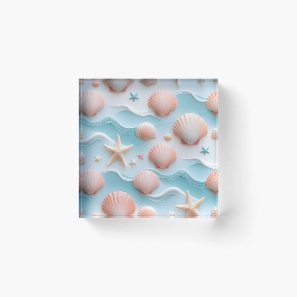 Item preview, A repeating pattern of seashells, starfishes, and ocean waves in pastel colors, clean modern minimalist design. designed and sold by Megan Jackson.