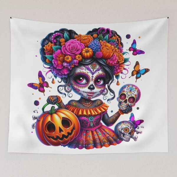 Item preview, Colorful Sugar Skull Black Girl Halloween Mask designed and sold by Lulunza.