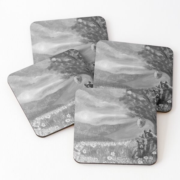Item preview, B & W Panoramic Sunset Field of Daisies, Mama and Baby Bear - Oil Painting Impressionist designed and sold by larrypnts.