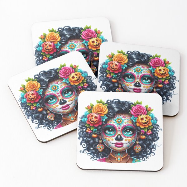 Item preview, Melanin Black Girl Sugar Skull Day of the Dead Art designed and sold by Lulunza.