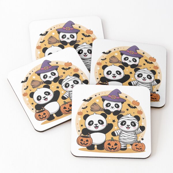 Item preview, Cute Halloween Pandas with Pumpkin and Costumes designed and sold by Nimkaew.