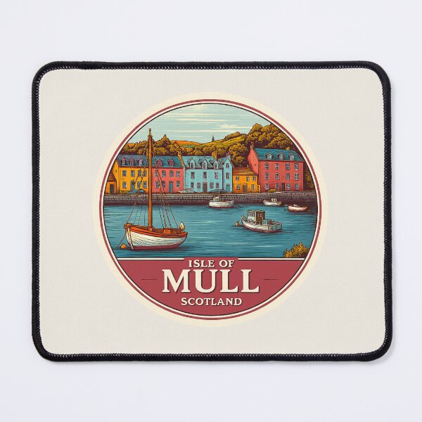 Item preview, Isle of Mull Scotland Vintage Travel Sticker - Retro Harbor & Colorful Houses designed and sold by Blurbean.
